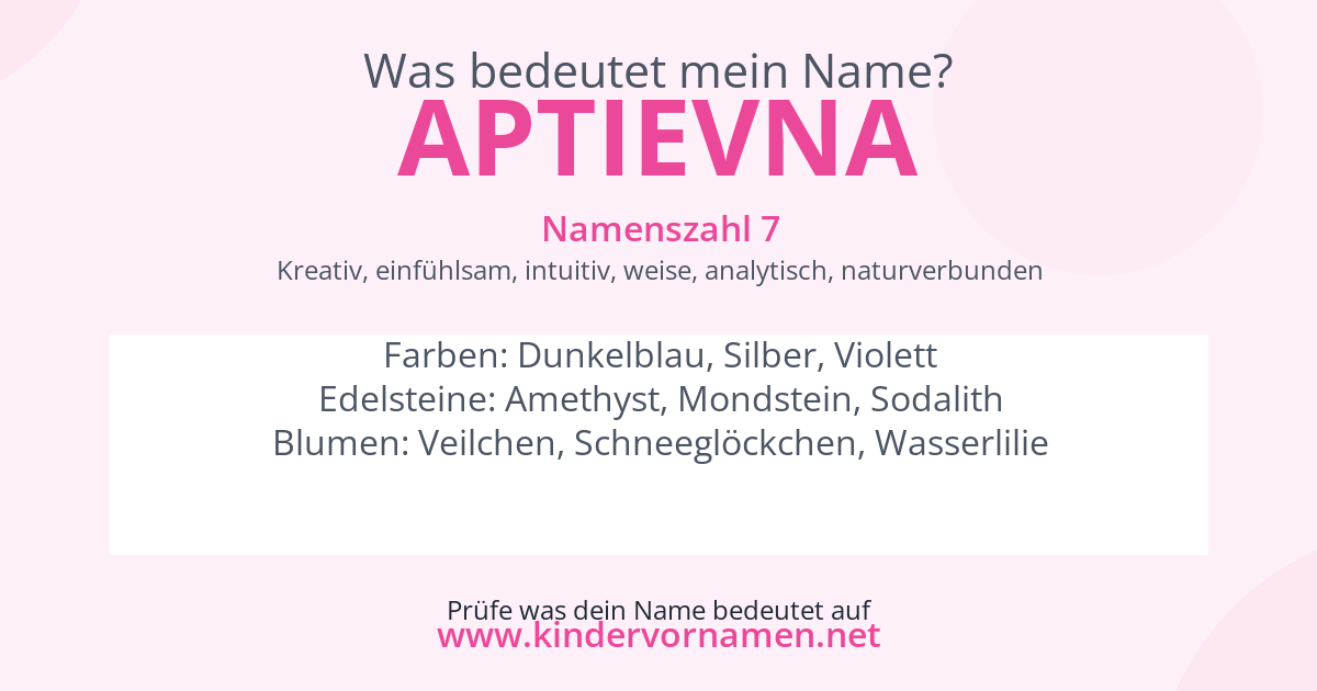 Was bedeutet der Name Aptievna?