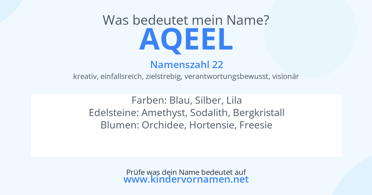 Was bedeutet der Name Aqeel?