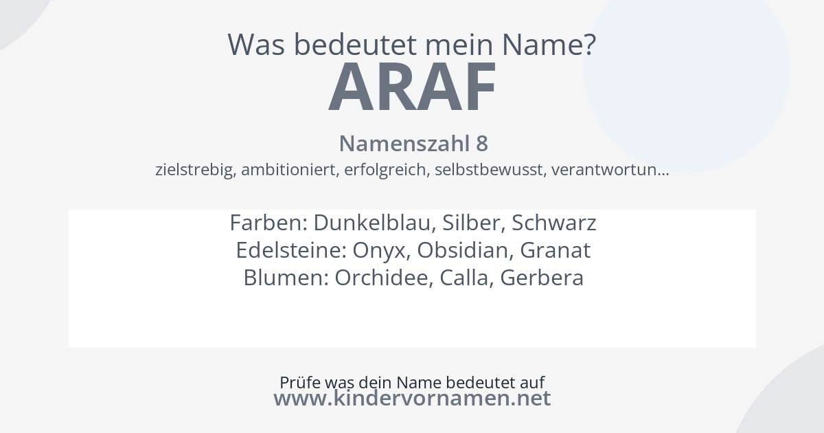 Was bedeutet der Name Araf?