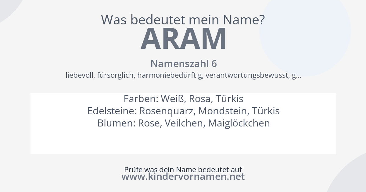 Was bedeutet der Name Aram?