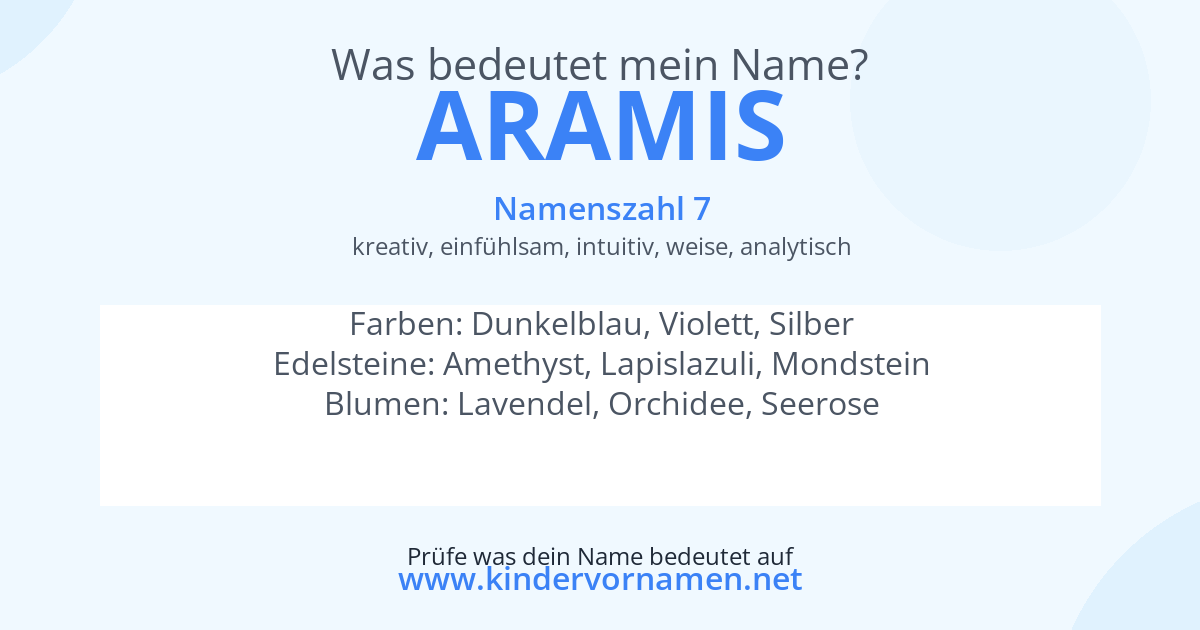 Was bedeutet der Name Aramis?