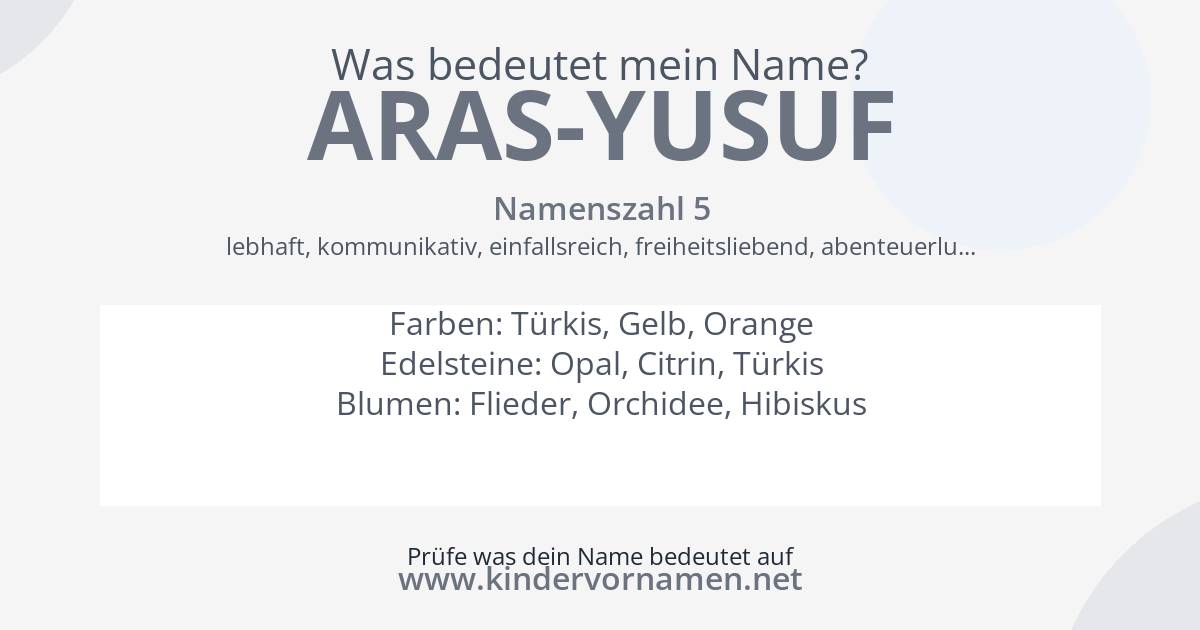 Was bedeutet der Name Aras-Yusuf?