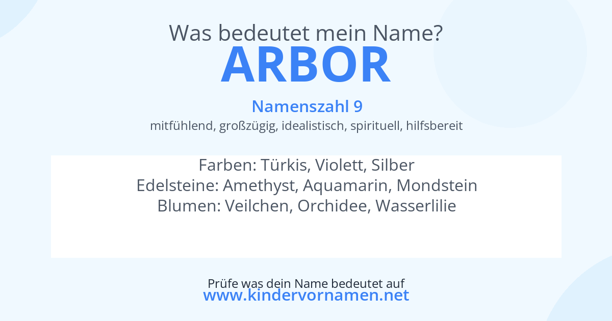 Was bedeutet der Name Arbor?