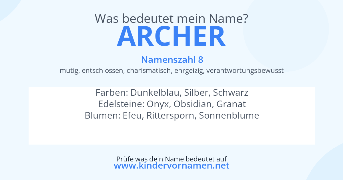 Was bedeutet der Name Archer?