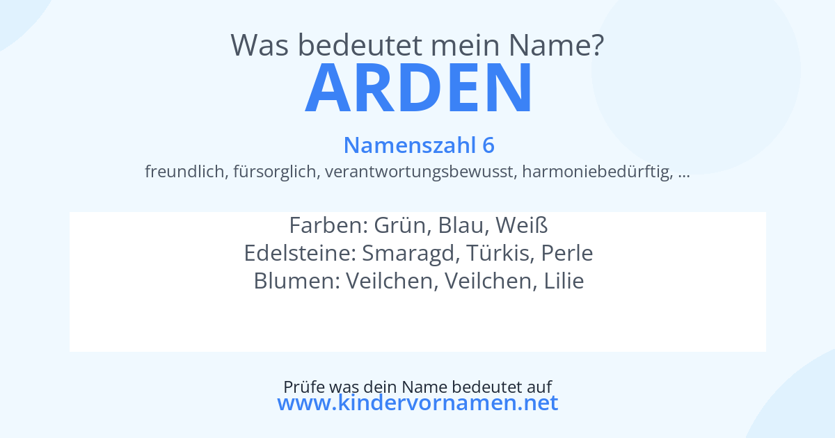 Was bedeutet der Name Arden?