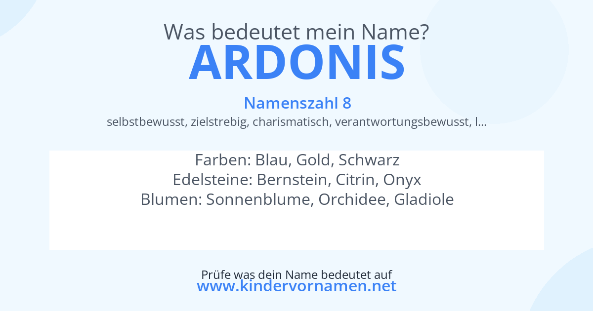 Was bedeutet der Name Ardonis?