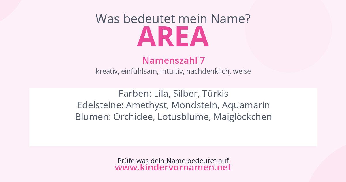 Was bedeutet der Name Area?