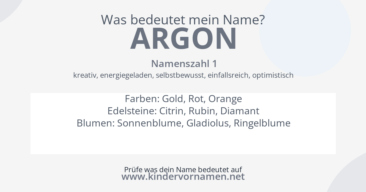 Was bedeutet der Name Argon?
