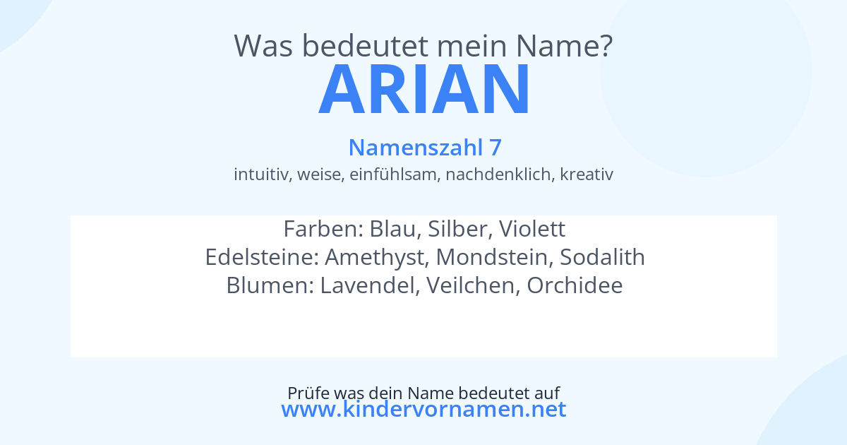 Was bedeutet der Name Arian?