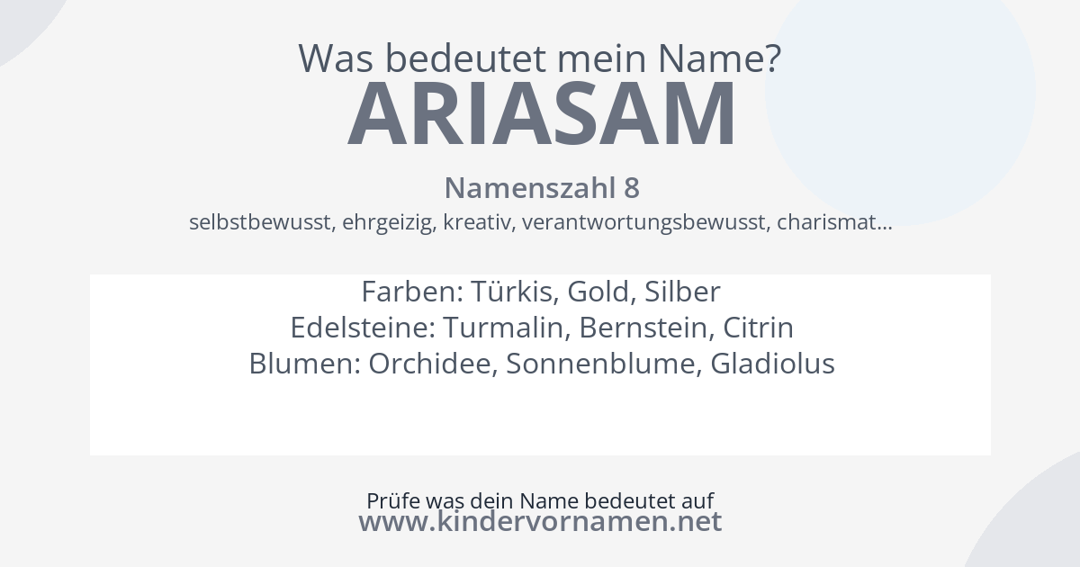 Was bedeutet der Name Ariasam?