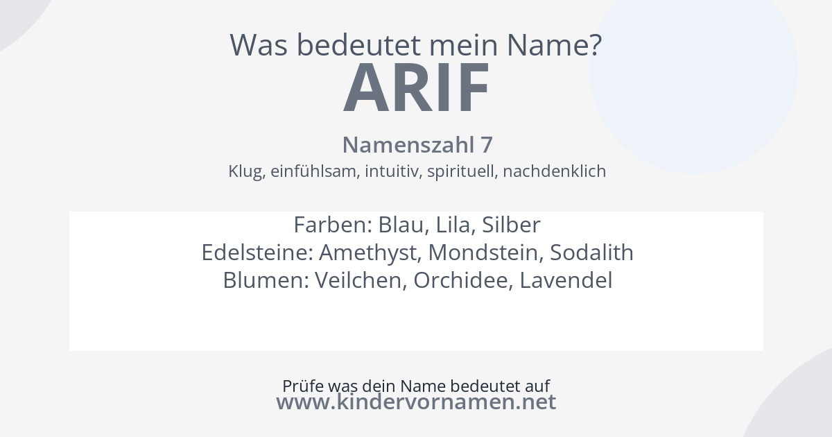 Was bedeutet der Name Arif?
