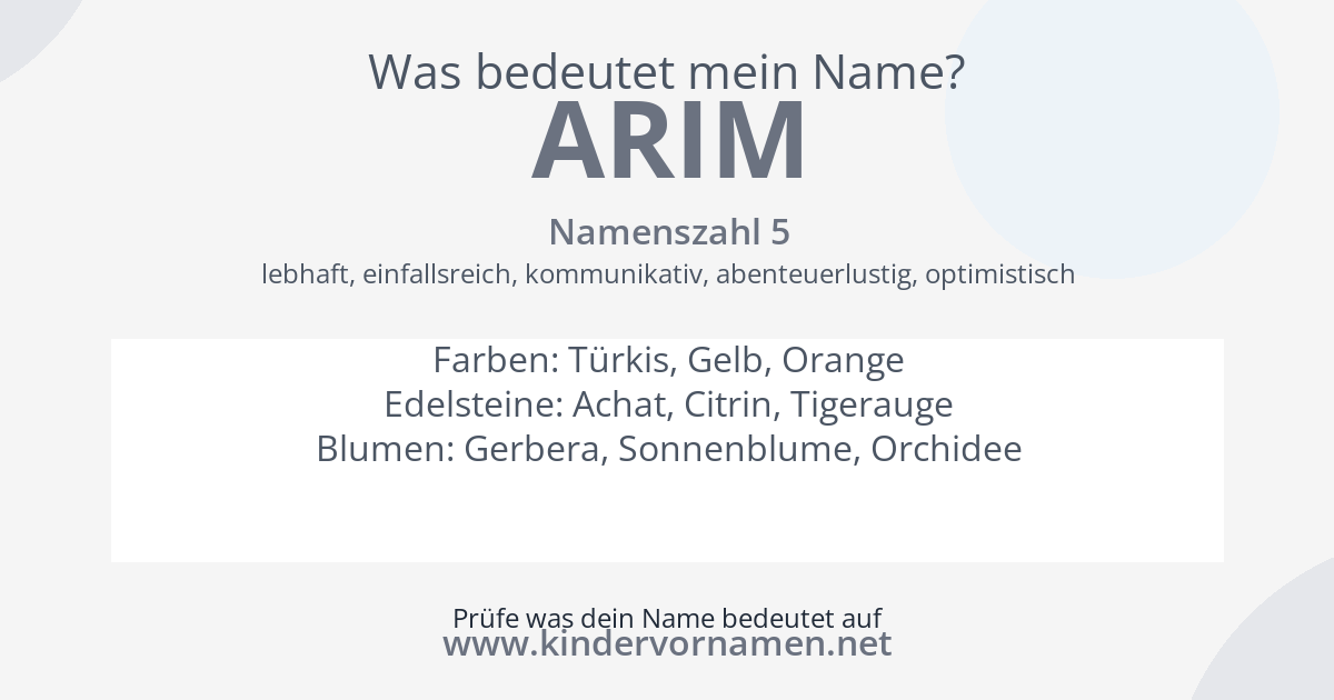 Was bedeutet der Name Arim?