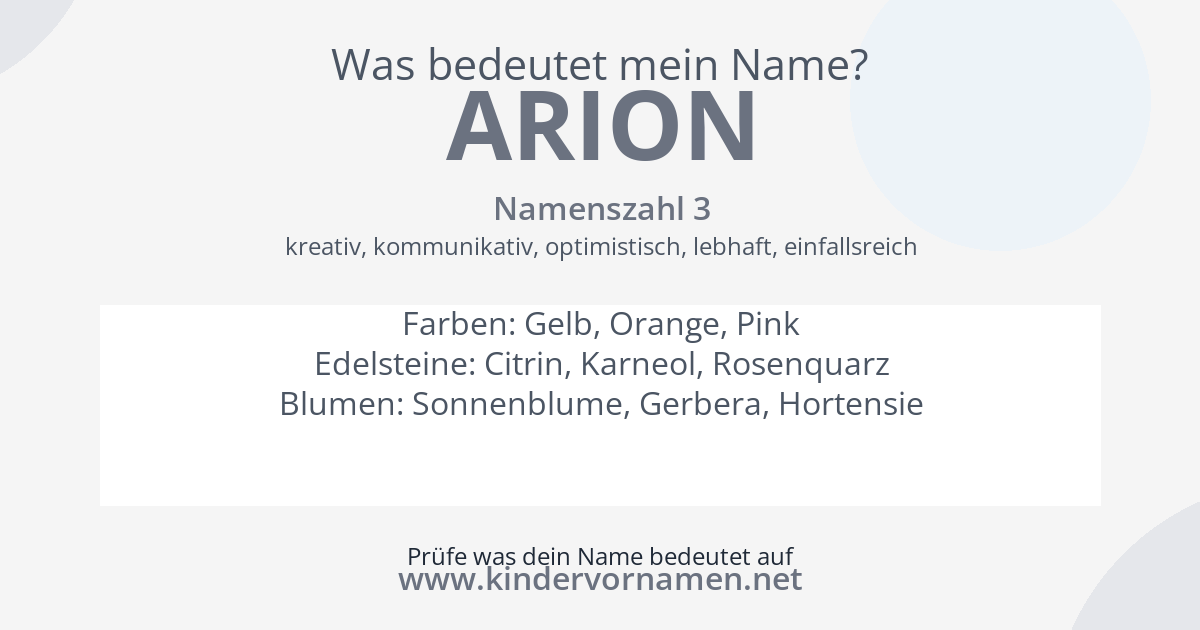 Was bedeutet der Name Arion?