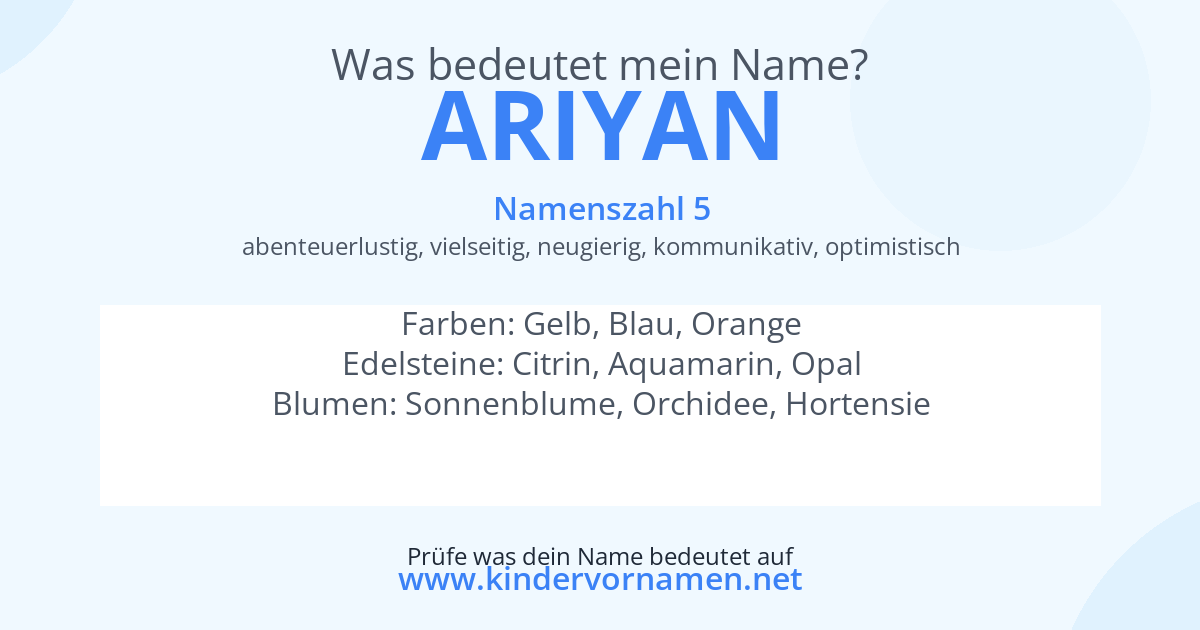Was bedeutet der Name Ariyan?