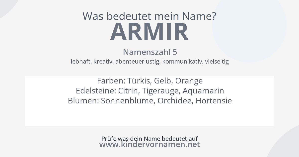 Was bedeutet der Name Armir?