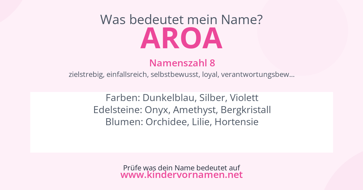 Was bedeutet der Name Aroa?