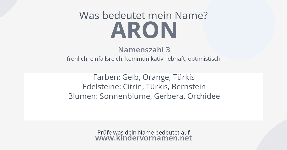 Was bedeutet der Name Aron?