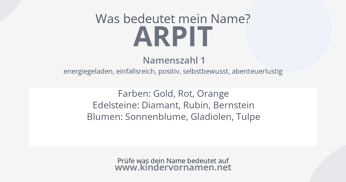 Was bedeutet der Name Arpit?