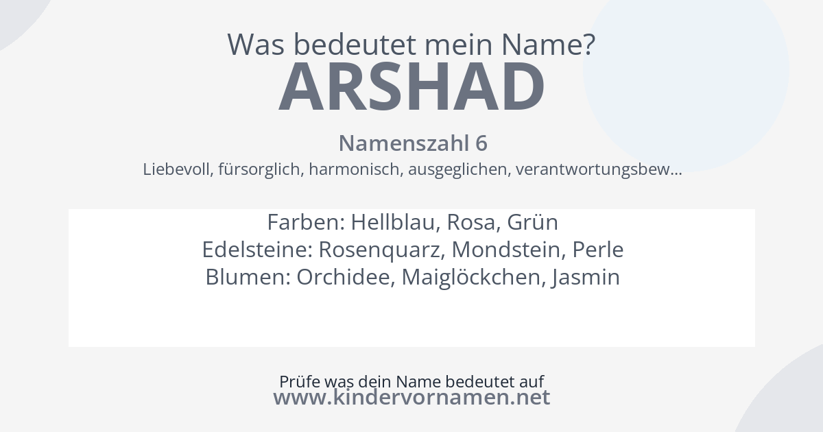 Was bedeutet der Name Arshad?