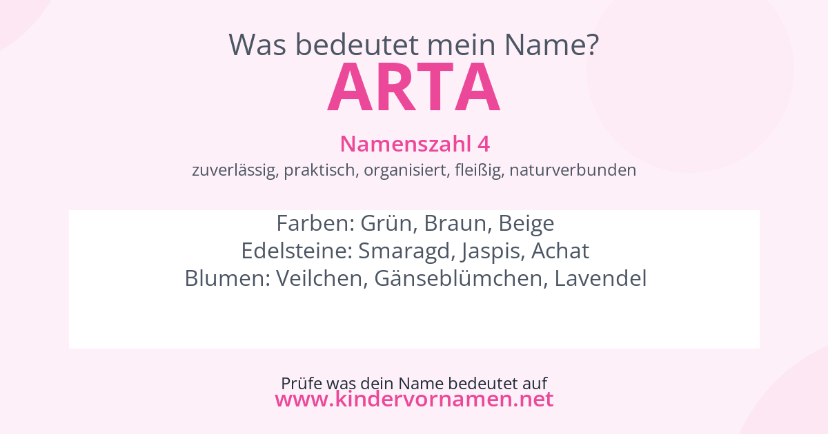 Was bedeutet der Name Arta?