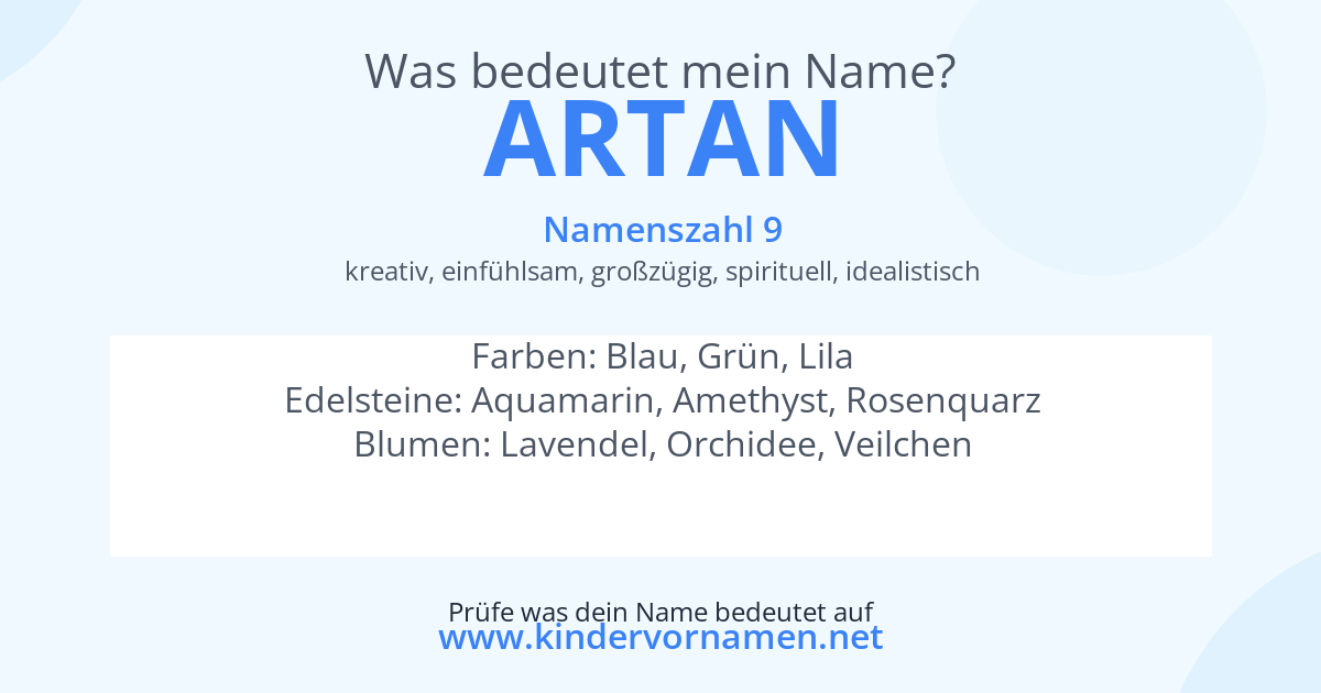Was bedeutet der Name Artan?