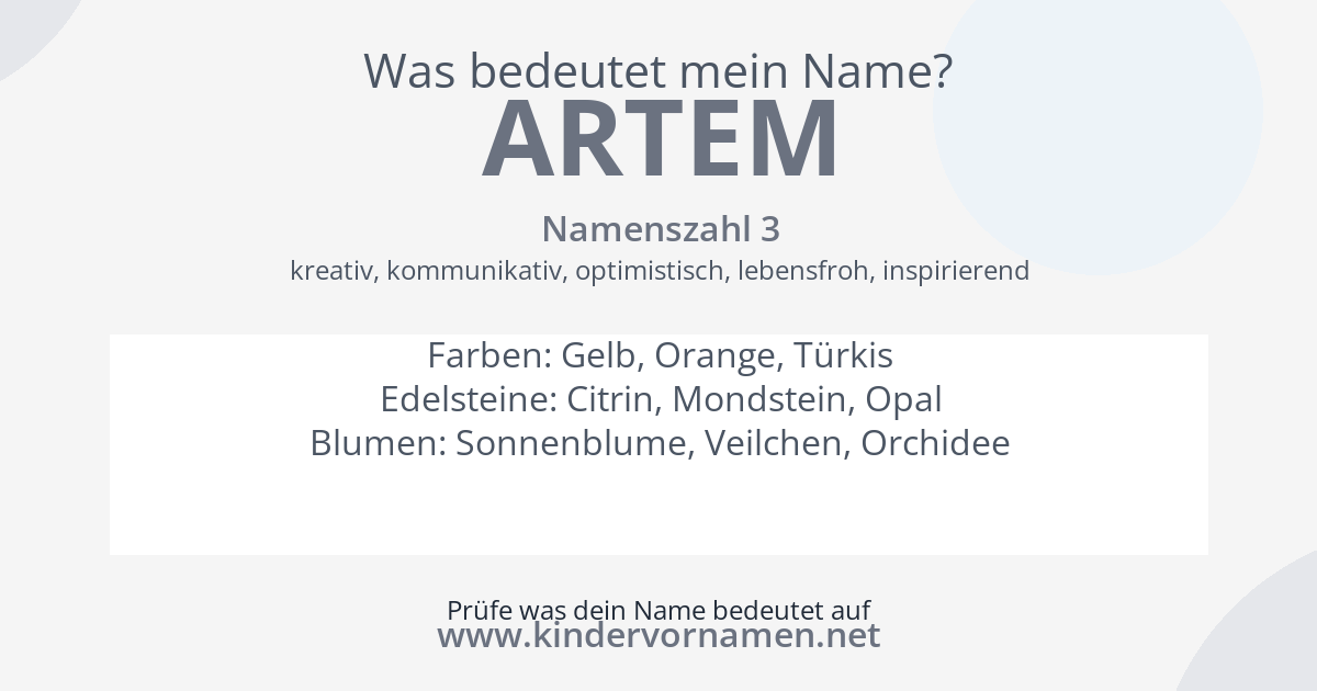 Was bedeutet der Name Artem?