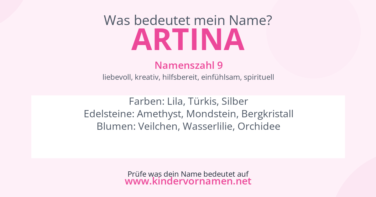 Was bedeutet der Name Artina?