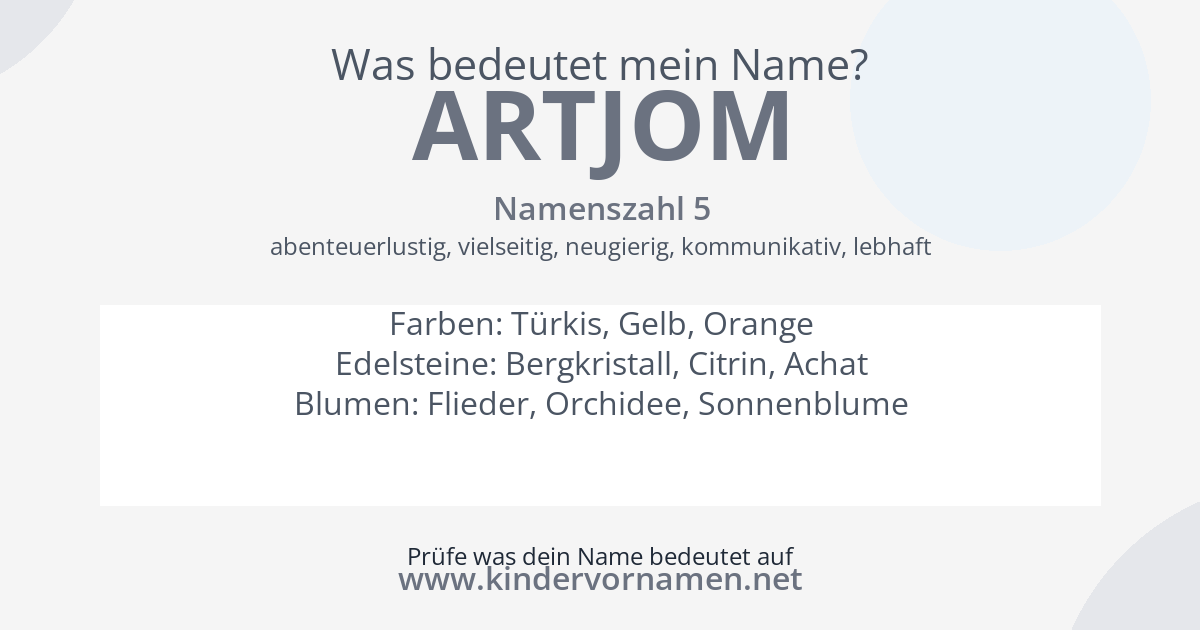 Was bedeutet der Name Artjom?