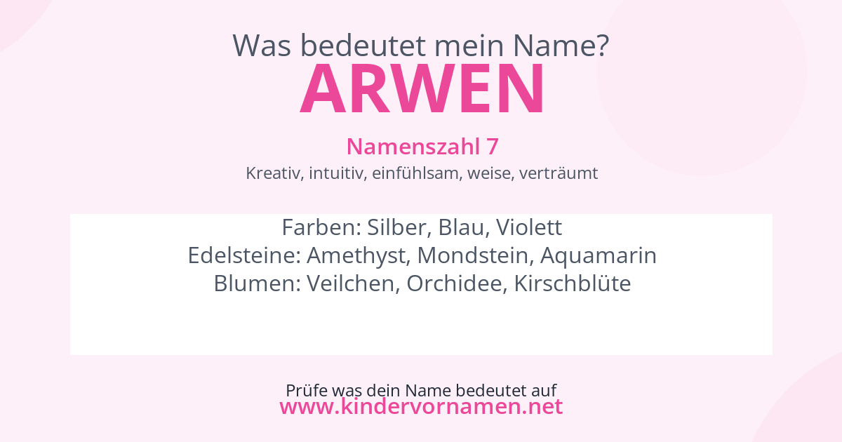 Was bedeutet der Name Arwen?