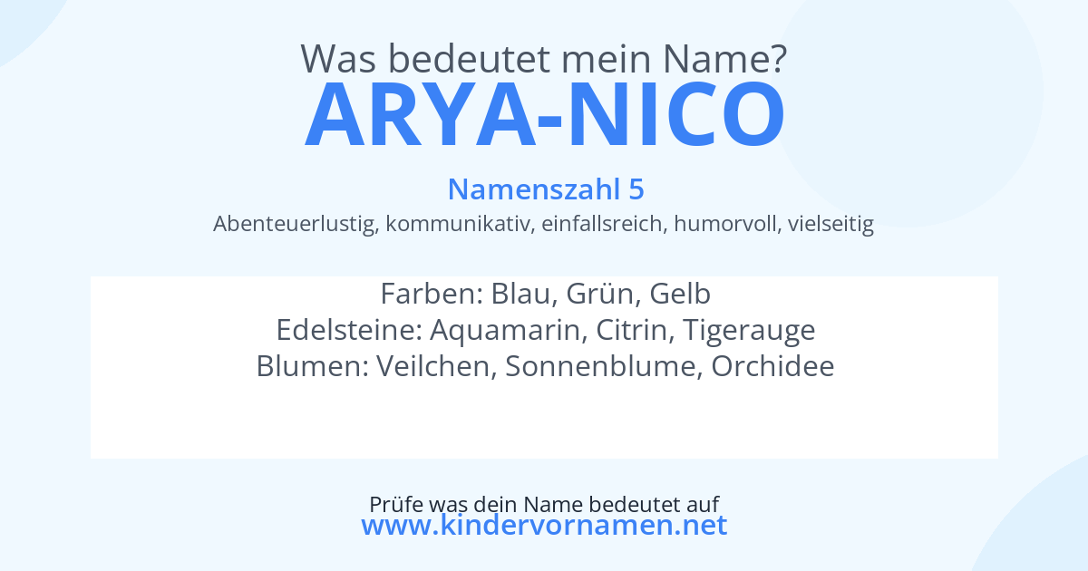 Was bedeutet der Name Arya-Nico?