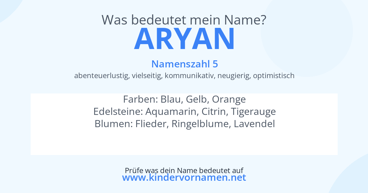 Was bedeutet der Name Aryan?