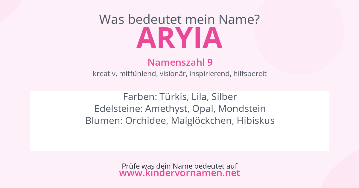 Was bedeutet der Name Aryia?