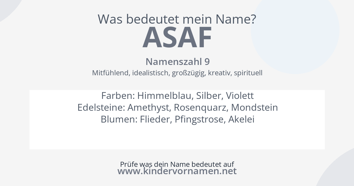 Was bedeutet der Name Asaf?