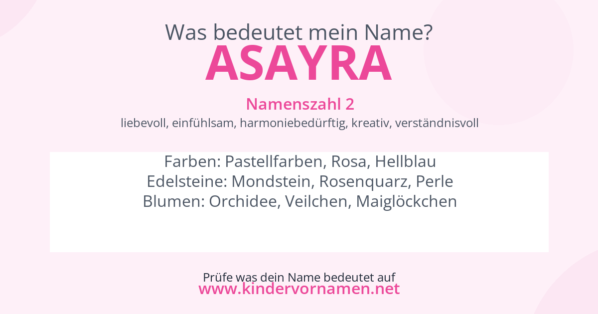 Was bedeutet der Name Asayra?