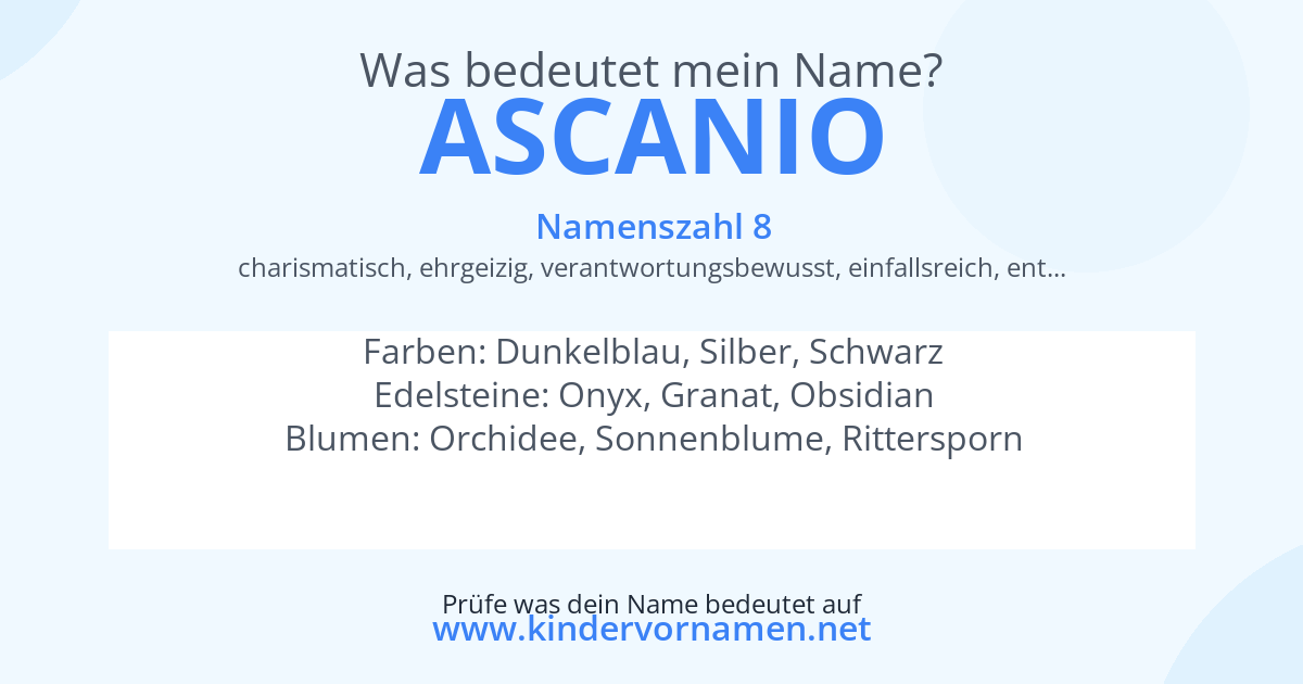 Was bedeutet der Name Ascanio?
