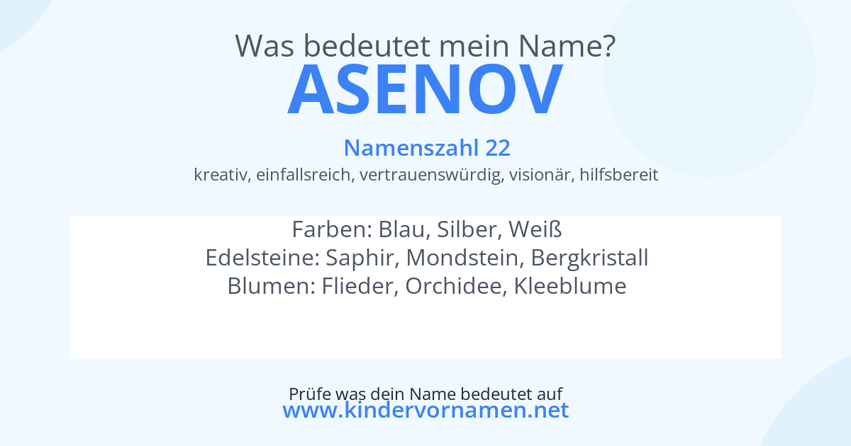 Was bedeutet der Name Asenov?