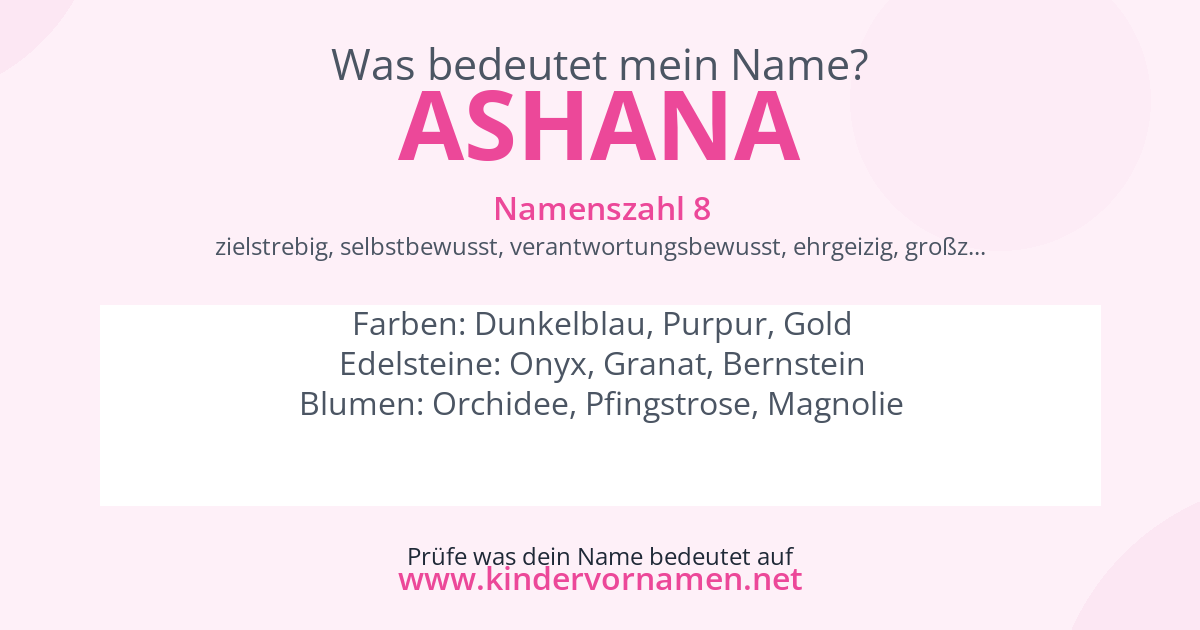 Was bedeutet der Name Ashana?
