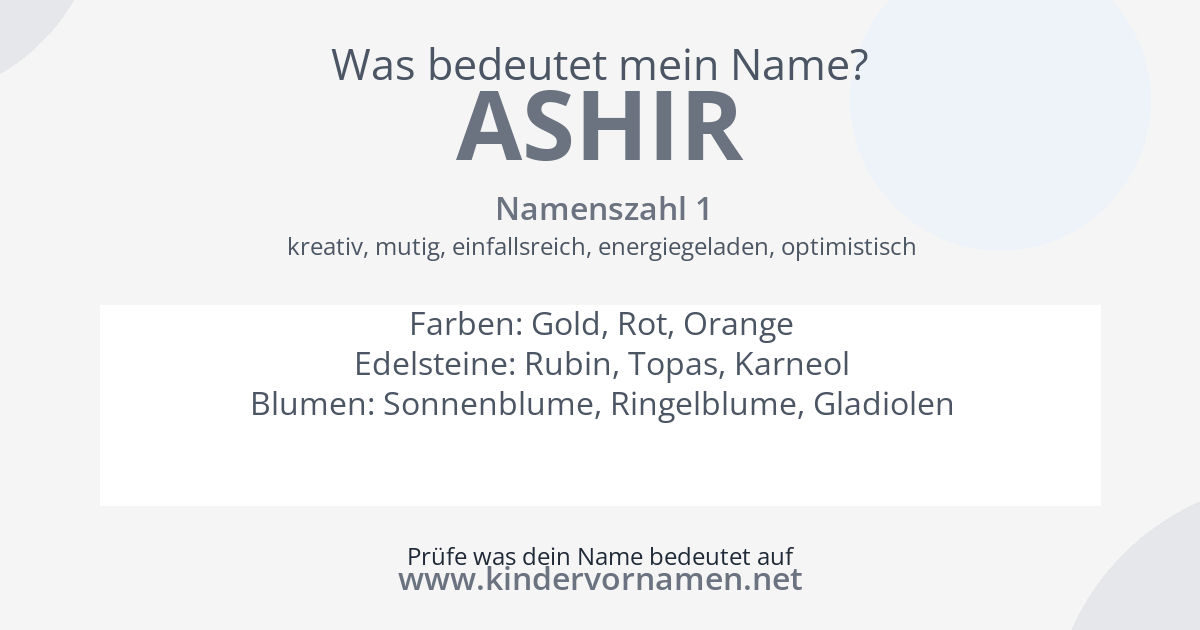 Was bedeutet der Name Ashir?
