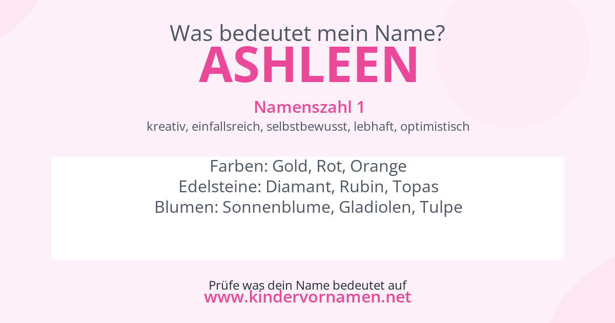 Was bedeutet der Name Ashleen?