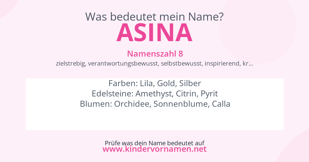 Was bedeutet der Name Asina?
