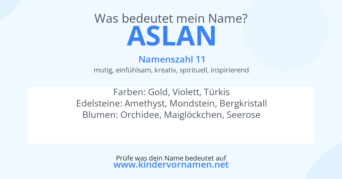 Was bedeutet der Name Aslan?