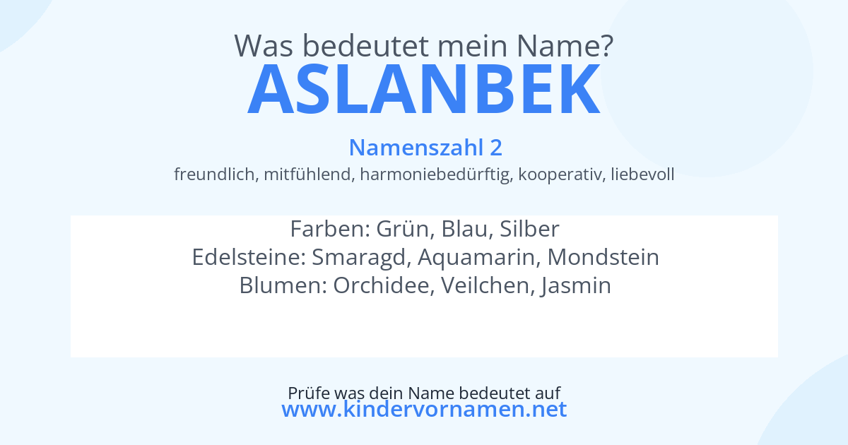 Was bedeutet der Name Aslanbek?