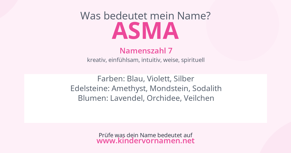 Was bedeutet der Name Asma?