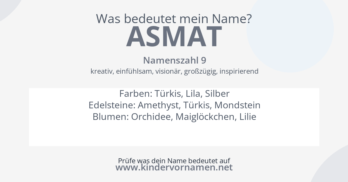 Was bedeutet der Name Asmat?