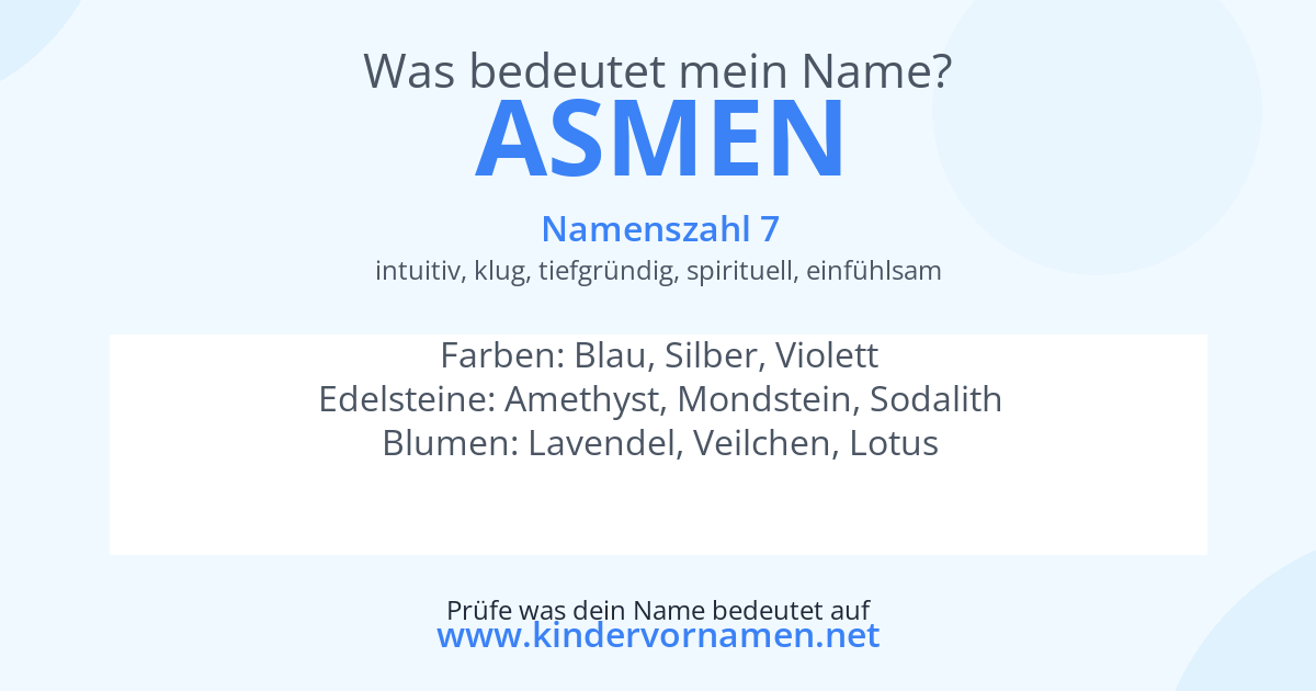 Was bedeutet der Name Asmen?