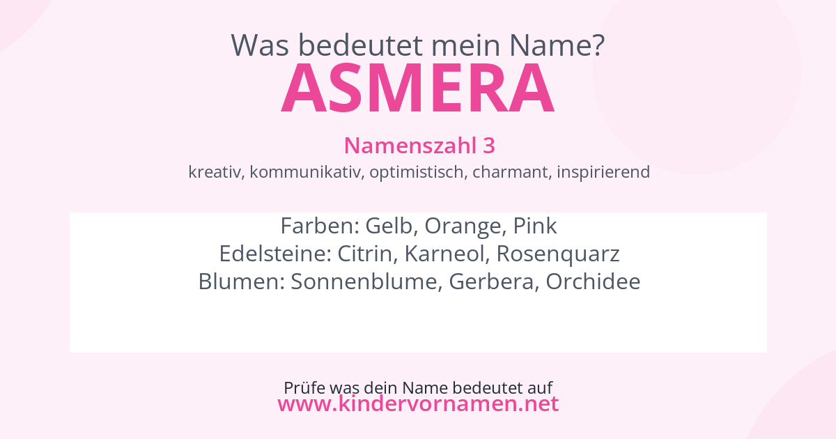 Was bedeutet der Name Asmera?