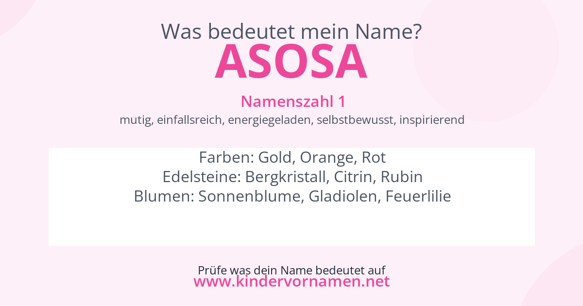 Was bedeutet der Name Asosa?