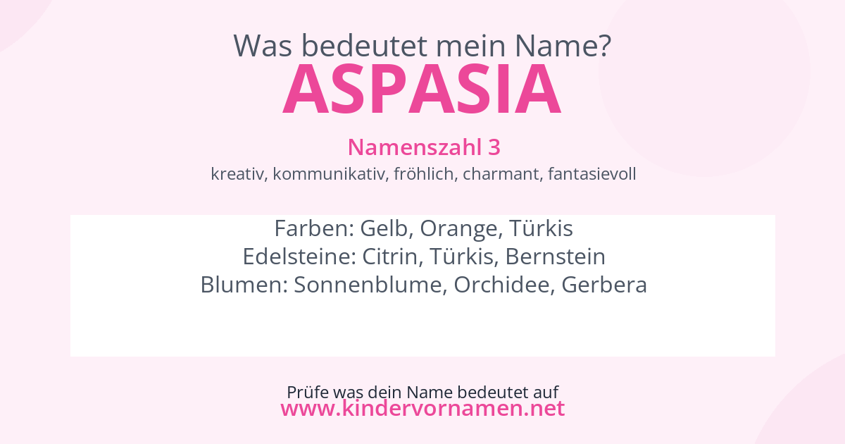 Was bedeutet der Name Aspasia?