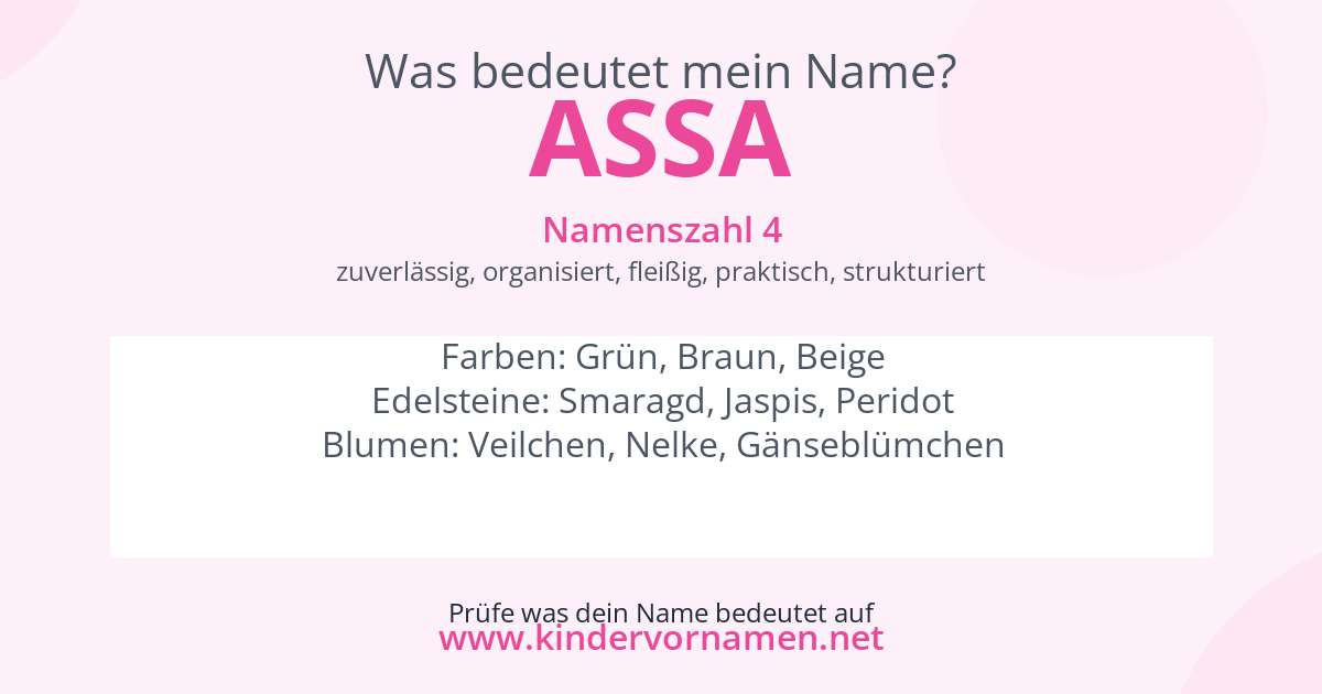 Was bedeutet der Name Assa?