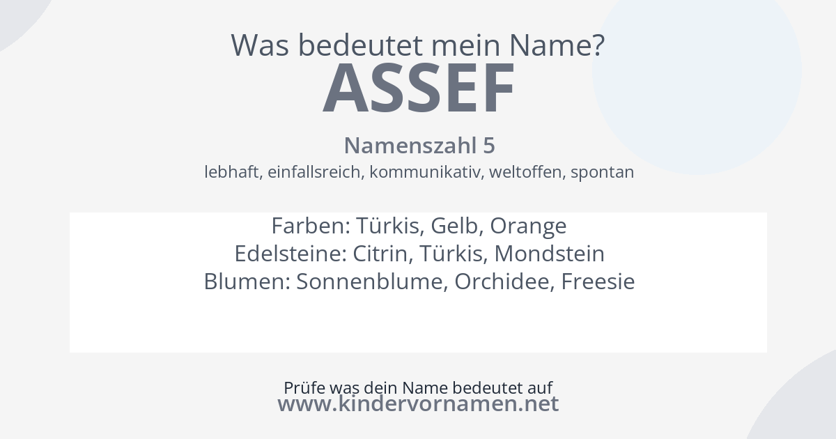 Was bedeutet der Name Assef?